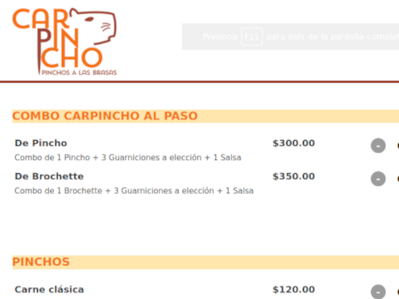 Carpincho Pinchos Ecommerce